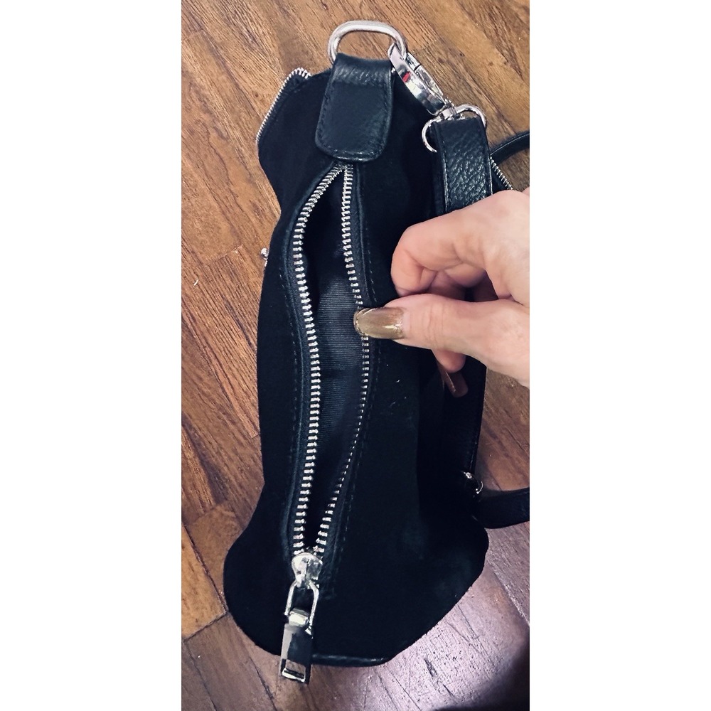 Nino Louise Black Suede Leather Purse Crossbody Timeless - Picture 9 of 12